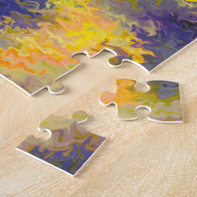 Acrylic Pour, Bronze, Gold, Black, Crystals / Jigsaw Puzzle (Side)