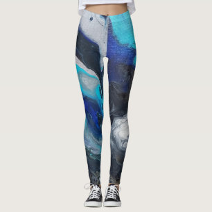 Acrylic pour cool and metallic colours  leggings