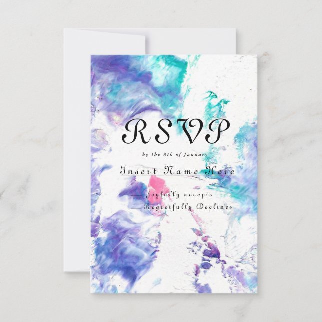 Acrylic pour, marble design, RSVP card - (Front)