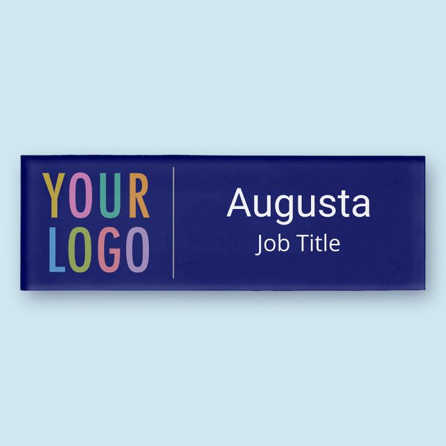 Acrylic Professional Name Tag with Logo Navy Blue (MISOOK Magnetic Navy Blue Name Tag)