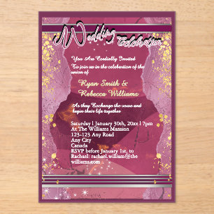 Acrylic Purple Marble Wedding Invitation 
