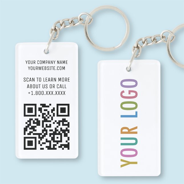 Acrylic QR Code Keychain Business Logo Rectangle (MISOOK 1.5 x 2.75 inch Rectangle Acrylic QR Code Keychain with Logo)