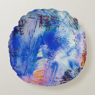 acrylic raster texture different multicolored mono round cushion