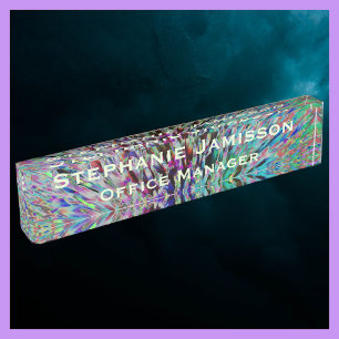 Acrylic Retro Floral Macro Abstract Name and Title Nameplate