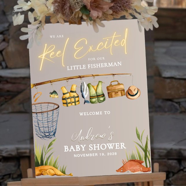 Acrylic Rustic Fisherman Baby Shower Welcome Sign  (Creator Uploaded)