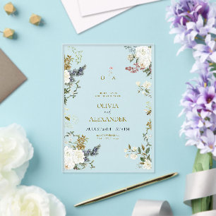 Acrylic Rustic Floral Wedding Invitation