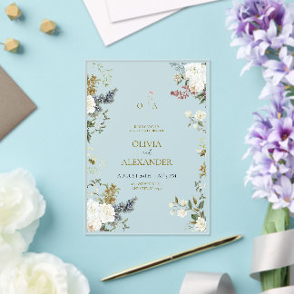 Acrylic Rustic Floral Wedding Invitation