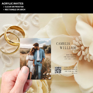 ACRYLIC Save The Date PHOTO Qr Code RSVP Invitations
