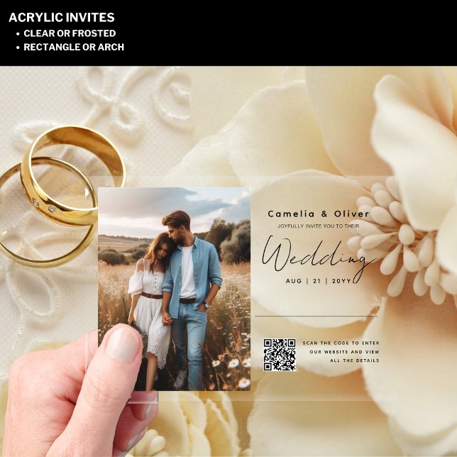 ACRYLIC Save The Date PHOTO Qr Code RSVP Invitations (Creator Uploaded)