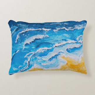 Acrylic sea and beach painting on drawing stand wi decorative cushion