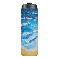 Acrylic sea and beach painting on drawing stand wi