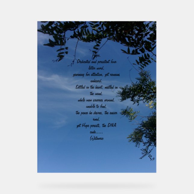 Acrylic Sign POEM ON PHOTOGRAPH DESIGN (Front)