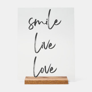 Acrylic Sign Smile, Live, Laugh - Stylish Inspirat