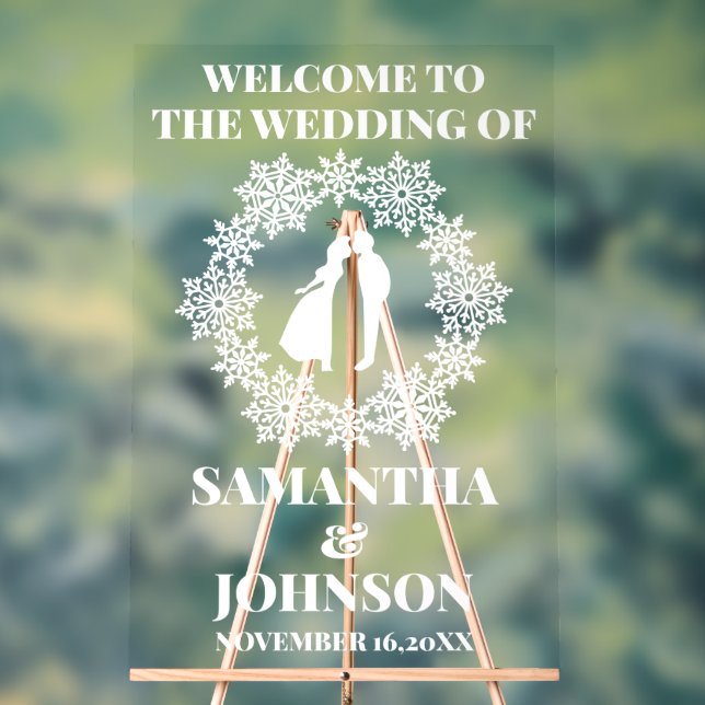 Acrylic Snowflake Wedding Welcome Sign (Neutral)