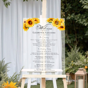 Acrylic Sunflower Wedding Ceremony Program Sign