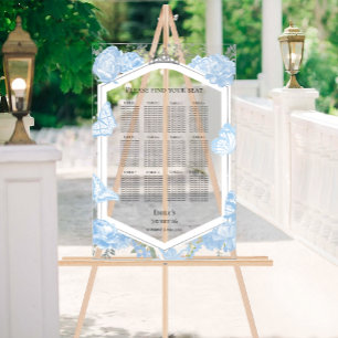 Acrylic Sweet 16 Seating Chart Sign Blue Dress