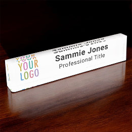 Acrylic Table & Desk Name Plate with Business Logo