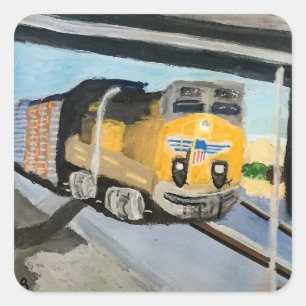 Acrylic Train Art Print Scenic Indio CA Desert Square Sticker