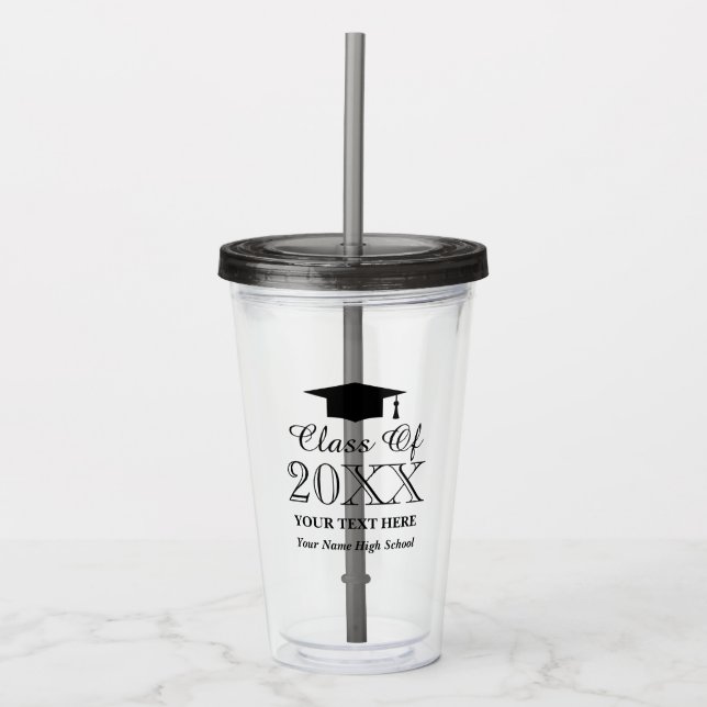 Acrylic tumbler glass gift for graduation party (Front)