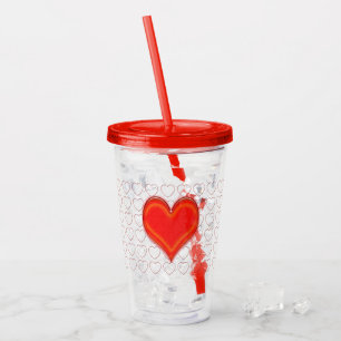 Acrylic Tumbler - Hearts and Heart Outlines