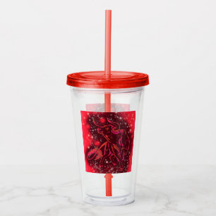 Acrylic Tumbler Red Bull Running At Starry Night