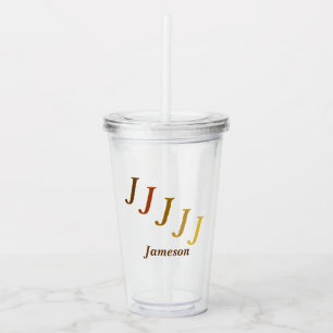 Acrylic Tumbler - Stepped Initials, Name in Browns