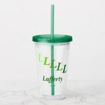Acrylic Tumbler - Stepped Initials, Name in Greens