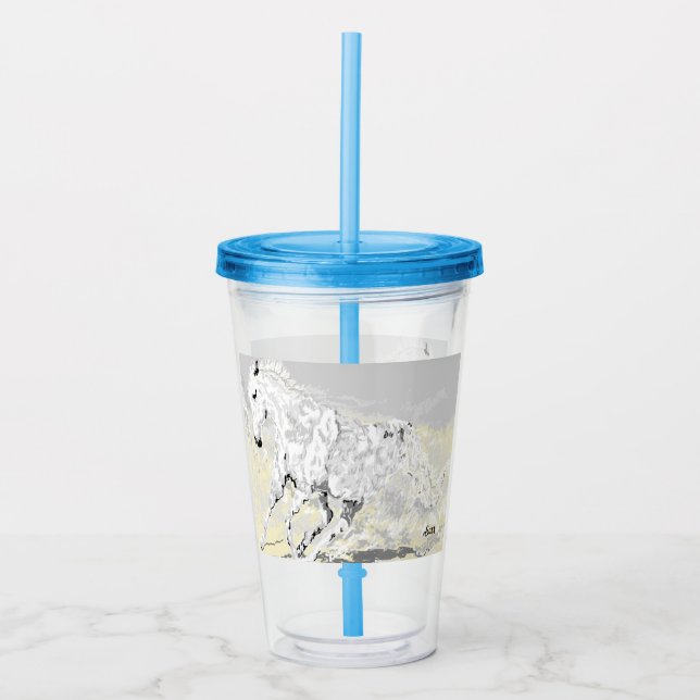 Acrylic Tumbler : White Stallion (Front)