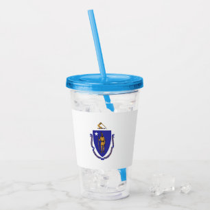Acrylic Tumbler with flag of Massachusetts