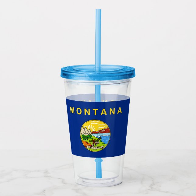 Acrylic Tumbler with flag of Montana (Front)