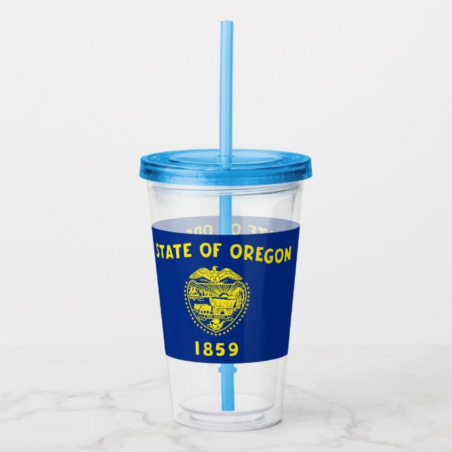 Acrylic Tumbler with flag of Oregon (Front)