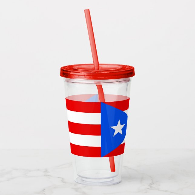 Acrylic Tumbler with flag of Puerto Rico (Left)