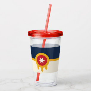 Acrylic Tumbler with flag of Tulsa, Oklahoma