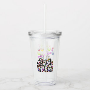 Acrylic Tumbler with Happy Penguins Party - Fun
