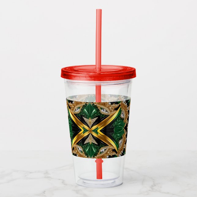 Acrylic Tumbler with Jamaican Colours Design (Front)