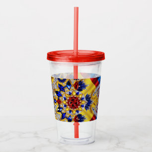 Acrylic Tumbler with Romanian Colours Design