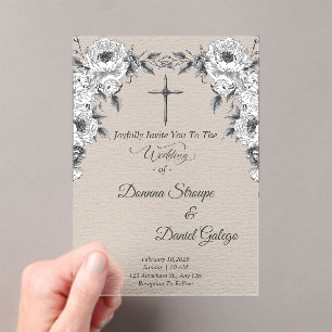 Acrylic Vintage Catholic Wedding Invitation
