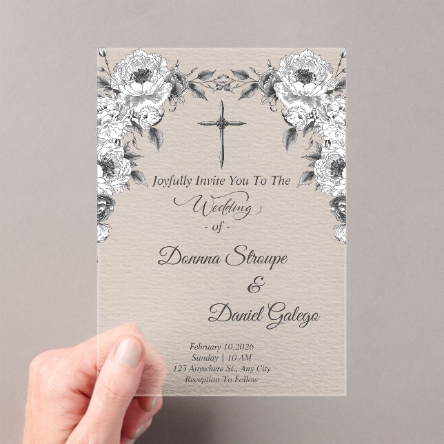 Acrylic Vintage Catholic Wedding Invitation (Insitu (Handheld))