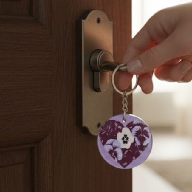 Acrylic Violet Heart Keychain (Creator Uploaded)