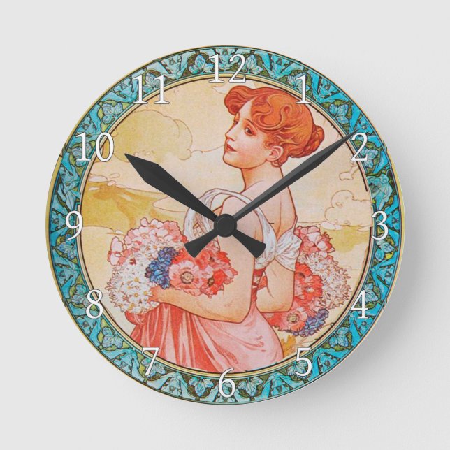 Acrylic Wall Clock Art Nouveau Alphonse Mucha 27 (Front)