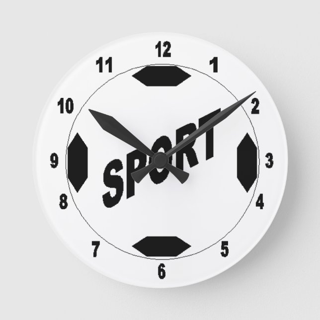 Acrylic wall clock, Medium Round BALLON SPORT Clock (Front)