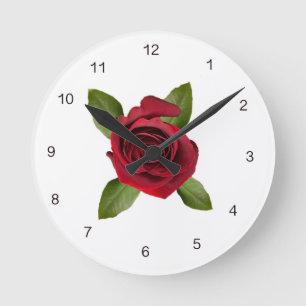Acrylic Wall Clock Red Rose with Numbers
