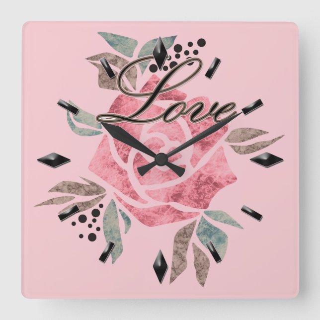 Acrylic Wall Clock Romantic mosaic textured pink r (Front)