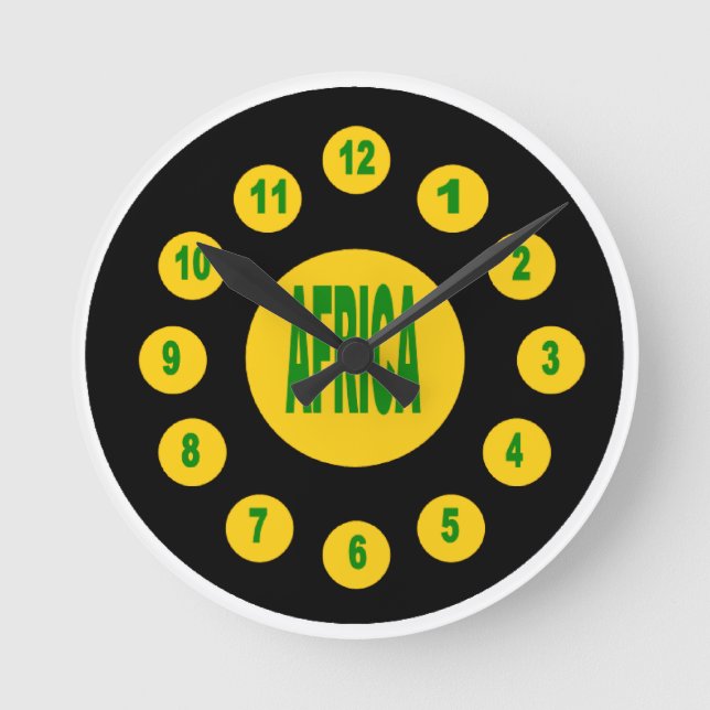 Acrylic Wall Clock, Round Medium AFRICA Clock (Front)