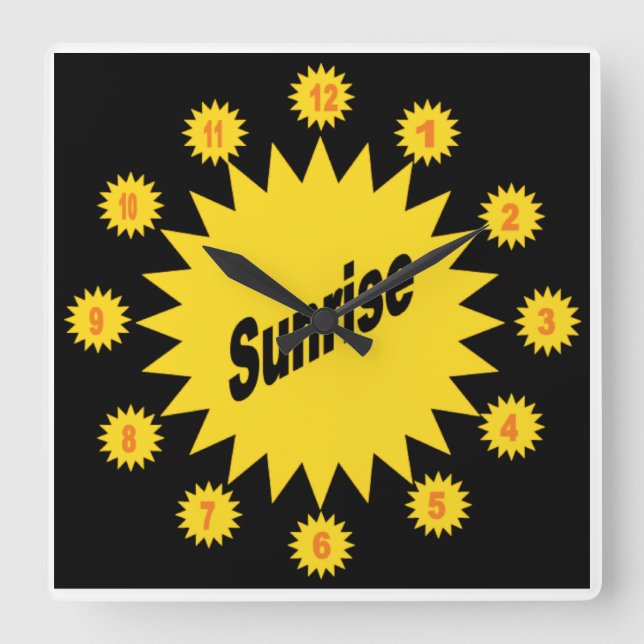 Acrylic Wall Clock, Square SUNRISE Clock (Front)