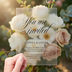 Acrylic Wedding Elegant Script Calligraphy Invitations