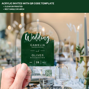 ACRYLIC WEDDING Green Agate QR Code RSVP Website Acrylic Invitations