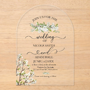 Acrylic Wedding Greenery And Flowers Invitation
