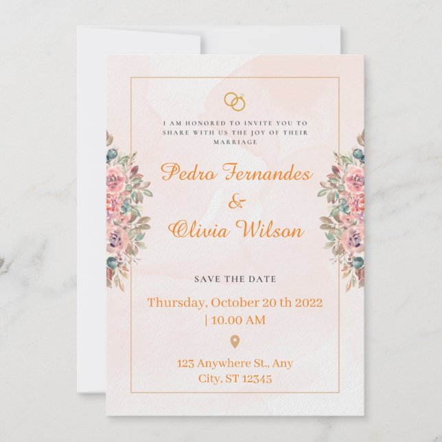 Acrylic Wedding Invitation, Elegant Green Wedding  Invitation (Front)