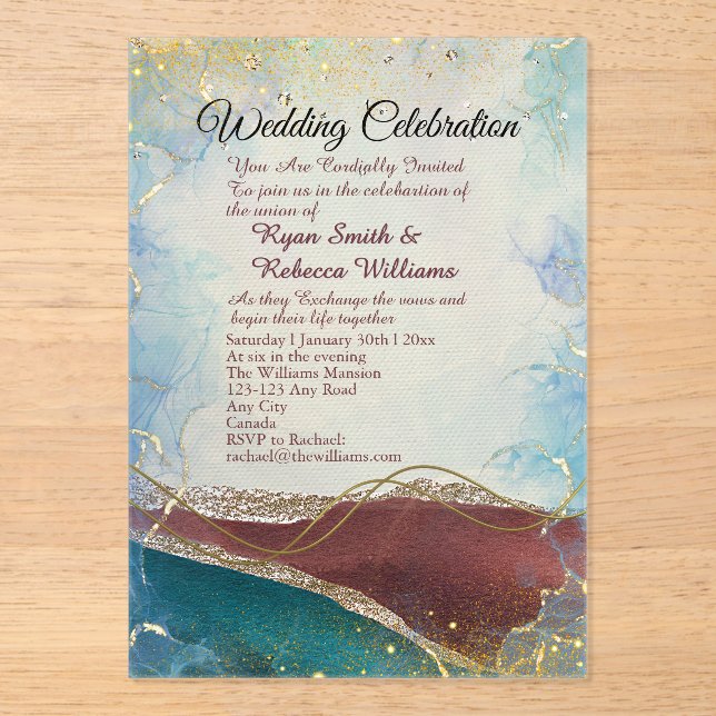Acrylic Wedding Invitation Solid Background  (Front)